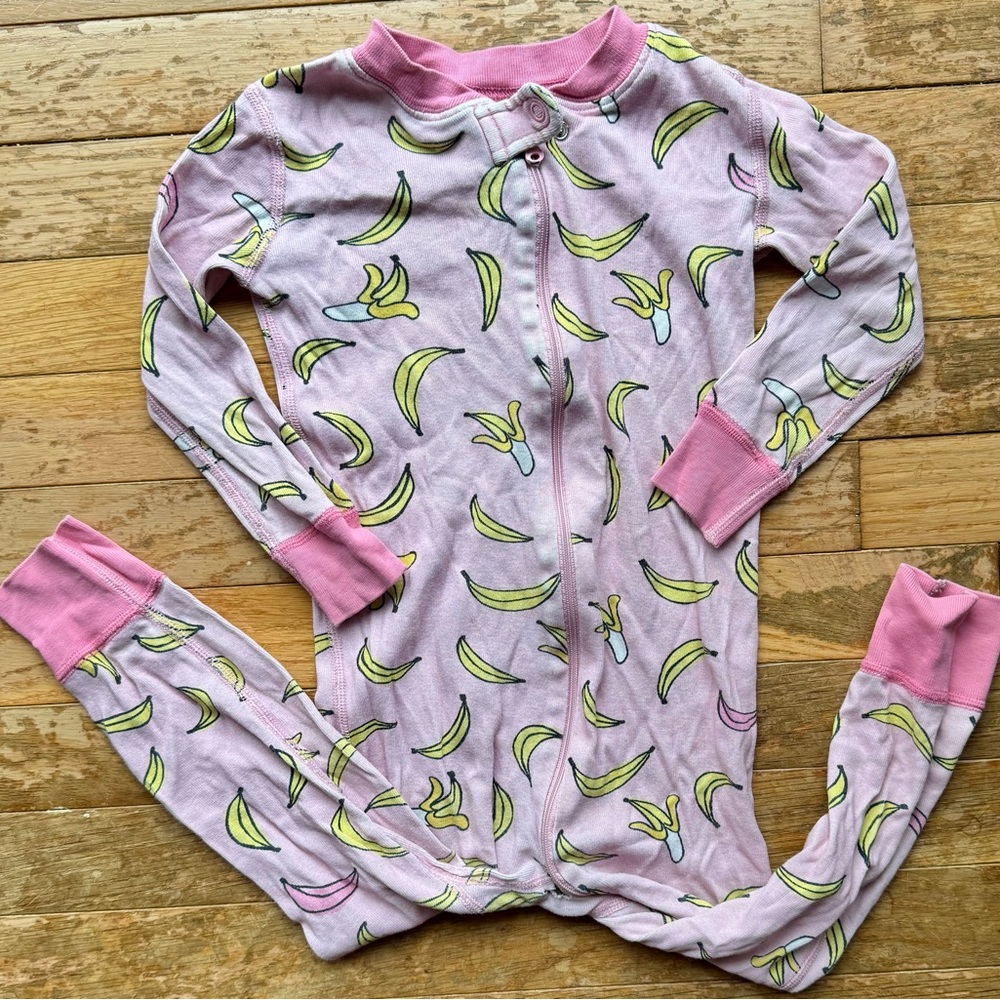 Hanna Andersson Pink Banana Print Kids One Piece